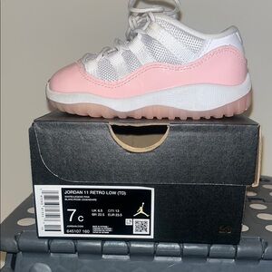 Jordan Pink and White Sneakers with Patent Leather